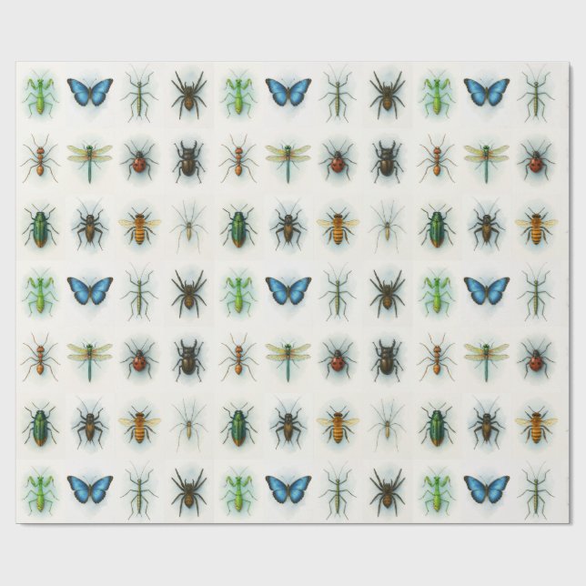 Papel De Presente Insect collection watercolor paintings bug art  (Aberto)