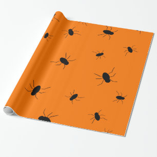Papel De Presente Insetos assustadores do Dia das Bruxas alaranjados