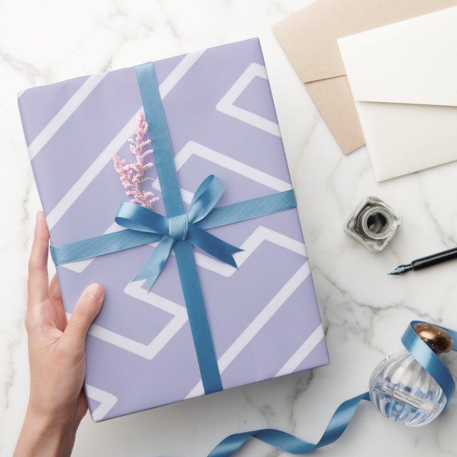 Papel De Presente Inspiração Grega Linhas Geométricas Padrão Lavanda (Presentear)