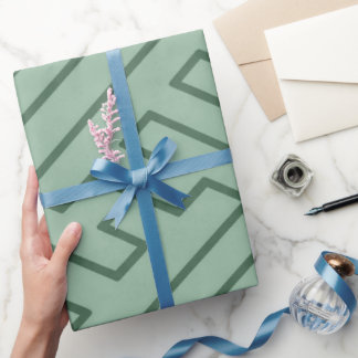 Papel De Presente Inspiração Grega Padrão Verde Linhas Geométricas