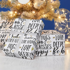 Papel De Presente Inspiration Black Love Beija XOXO Hearts