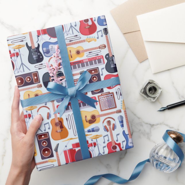 Papel De Presente Instrumentos Musicais de Festa de aniversário Musi (Presentear)