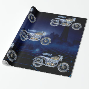 Papel De Presente Interruptor inversor Sparkling dourado azul do