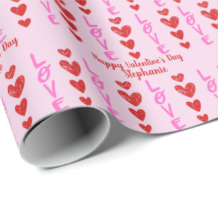 Papel De Presente Invasão personalizada do coração do dia de os n