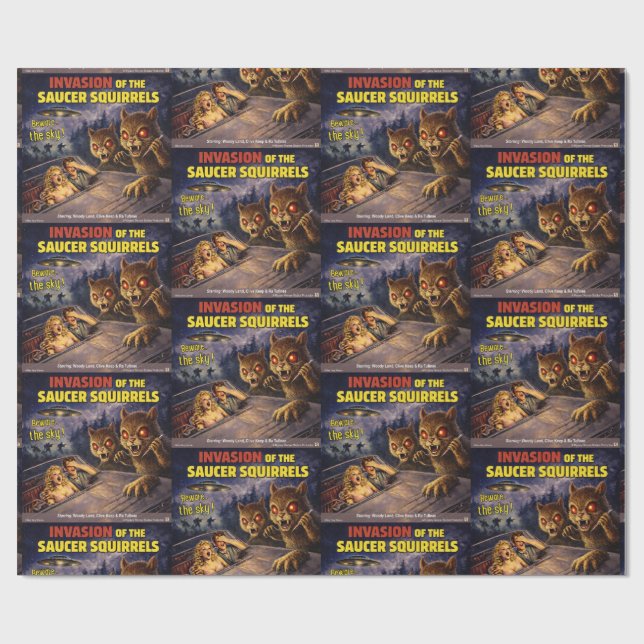 Papel De Presente Invasion of the Saucer Squirrels (Aberto)