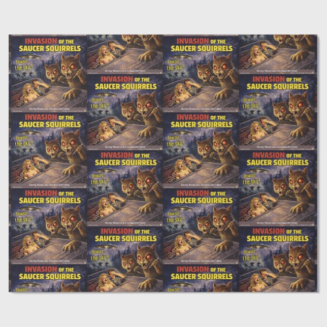 Papel De Presente Invasion of the Saucer Squirrels (Aberto)