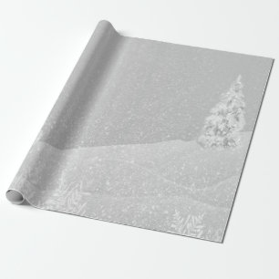 Papel De Presente Inverno Maravilhoso, Cinza Árvore de Natal Feriado