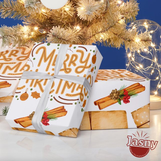 Papel De Presente Inverno Nostálgico Canela Pinheiro Natal (Criador carregado)