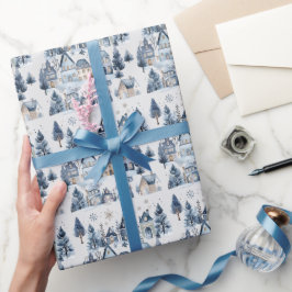 Papel De Presente Inverno Onederland Casas de Natal Aniversário