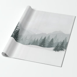 Papel De Presente Inverno Pacífico – Design de Paisagem Minimalista