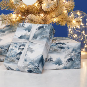 Papel De Presente Inverno Washi Chinoiseria Cabana de Pinheiro