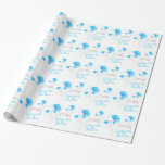 Papel De Presente Invólucro de cinza azul de flor silvestre<br><div class="desc">Linda e estilizada flor de aquarela em azul-claro,  branco e cinza,  noiva de casamento floral e noiva de noiva de noivos,  papel de embrulho. Personalize com o nome e a saudação da noiva e do noivo. Pintura e design por Sarah Trett.</div>
