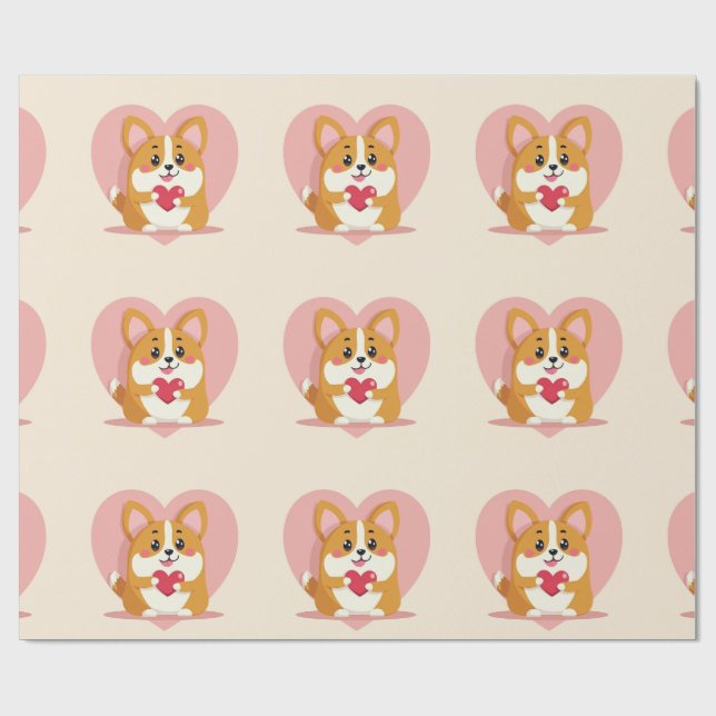 Papel De Presente invólucro fofo de corgi (Aberto)