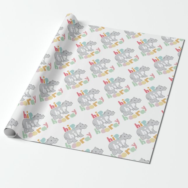 Papel De Presente ip Hip Hooray Cinza Hippo Desenhando Bestial Arte  (Desenrolado)