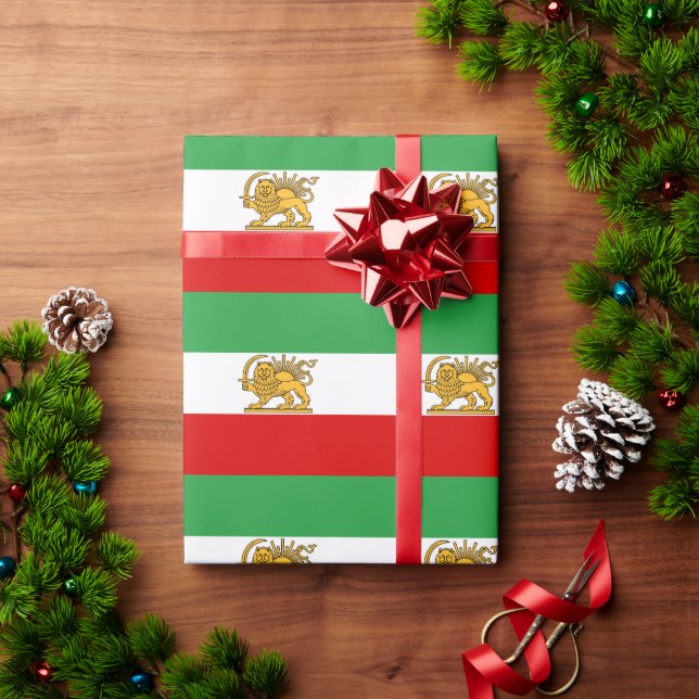 Papel De Presente Irã, bandeira persa com leão, xá do Irã (Presente de Natal)