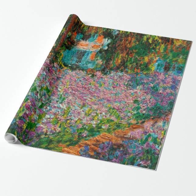 Papel De Presente Irises Monet Garden Flores Giverny (Desenrolado)