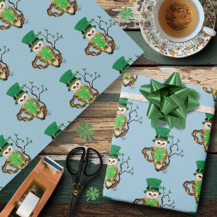 Papel De Presente Irish Clovers Owl Green