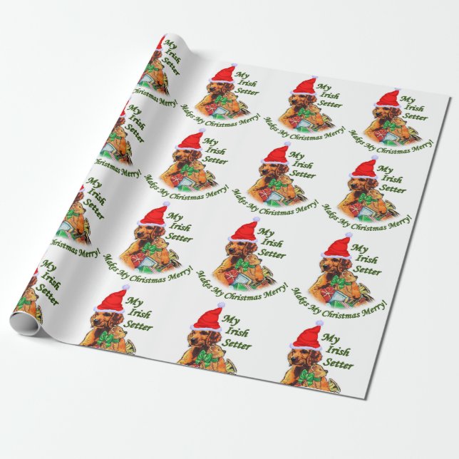 Papel De Presente Irish Setter Christmas (Desenrolado)