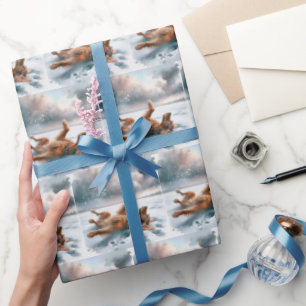 Papel De Presente Irish Setter Rolling In Snow