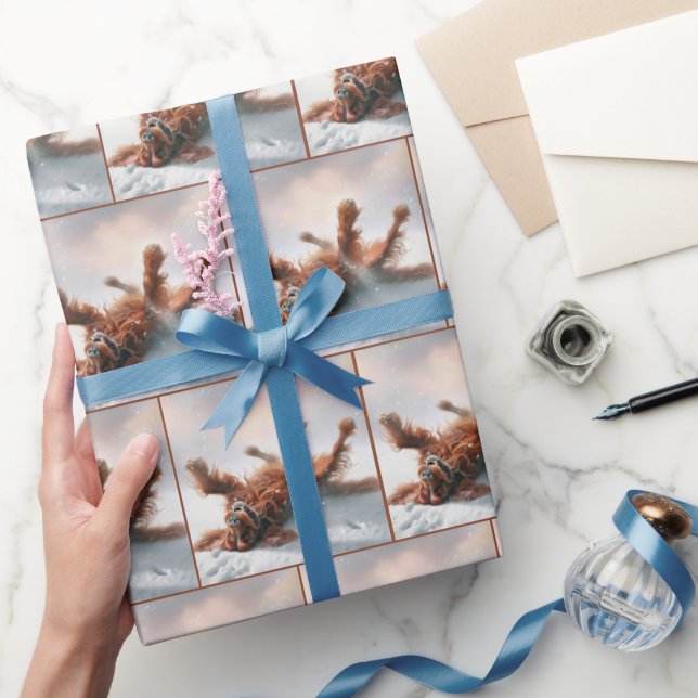 Papel De Presente Irish Setter Se Divertido Na Neve (Presentear)
