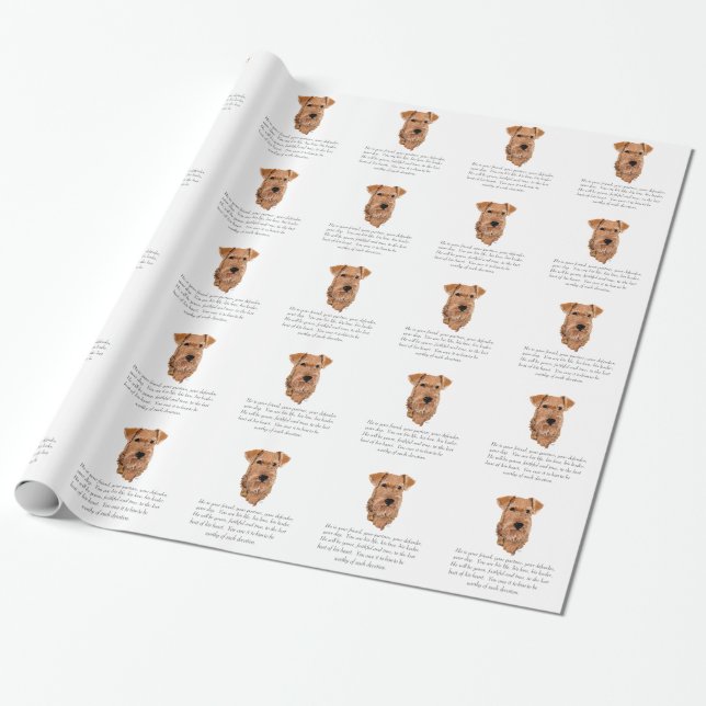 Papel De Presente Irish Terrier Lembrança - Macho (Desenrolado)