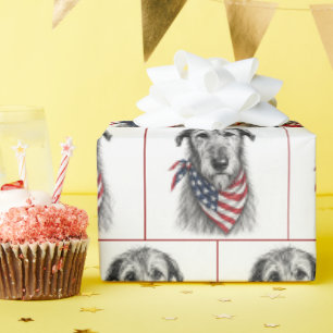 Papel De Presente Irish Wolfhound Vestindo uma Bandana da Bandeira A
