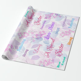 Papel De Presente Irmã Floral Cor-de-Rosa Especialmente Pensada