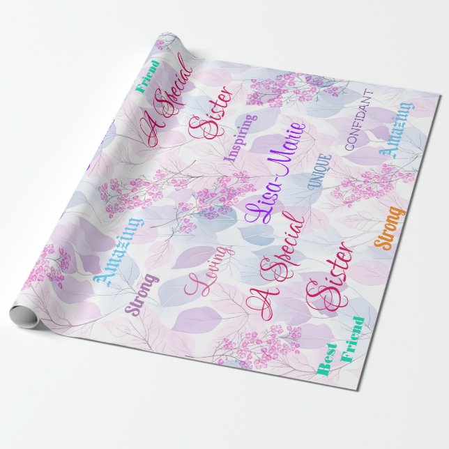 Papel De Presente Irmã Floral Cor-de-Rosa Especialmente Pensada (Desenrolado)