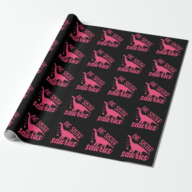 Papel De Presente Irmã Mais Velha Saurus de Rosa (Desenrolado)