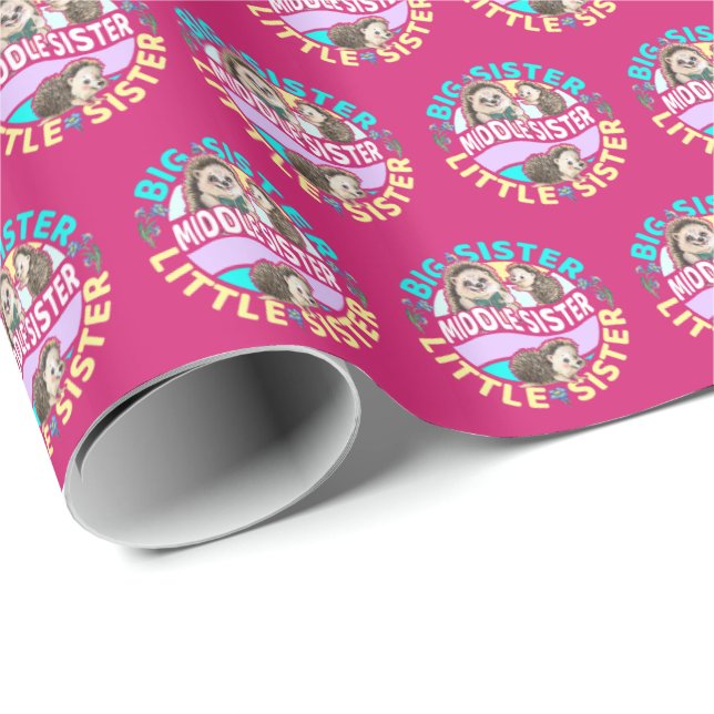 Papel De Presente Irmã Média é uma Irmã Grande e Pequena (Ponta do rolo)