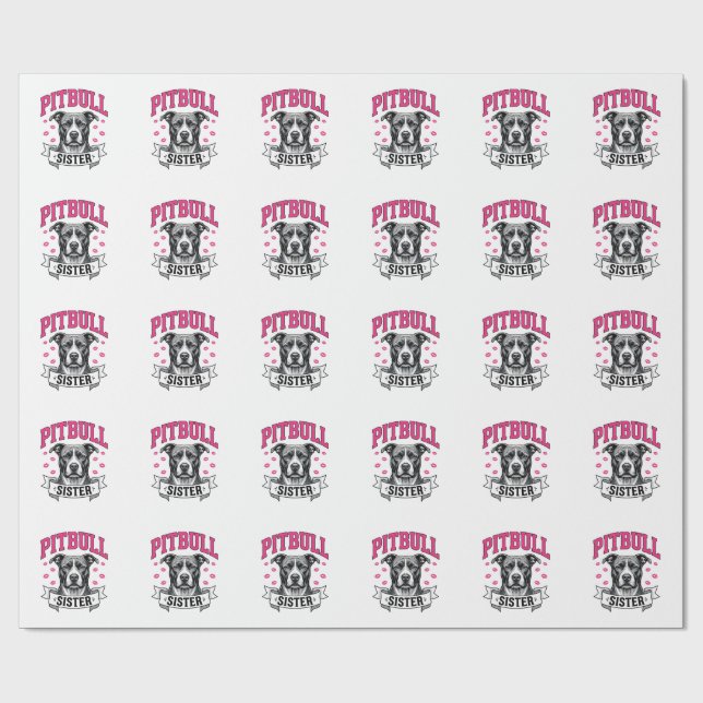 Papel De Presente Irmã Pitbull Design Vetorial de Amante de Cachorro (Aberto)