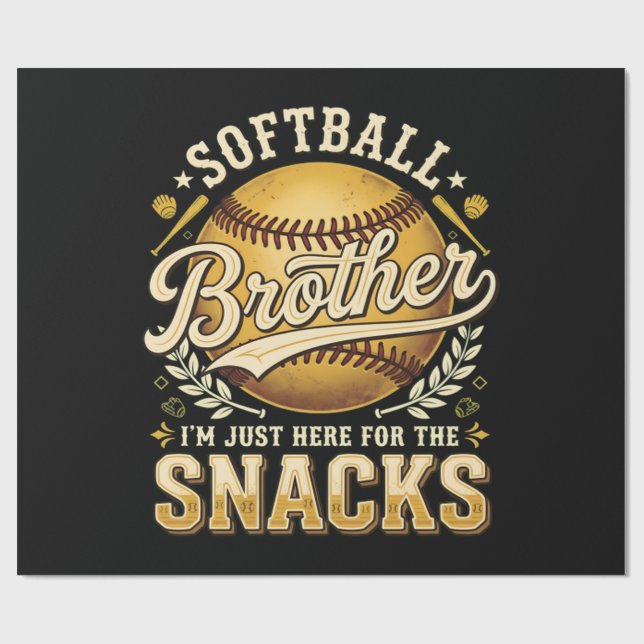 Papel De Presente Irmão de Softball Divertido Lanches Esportes (Aberto)
