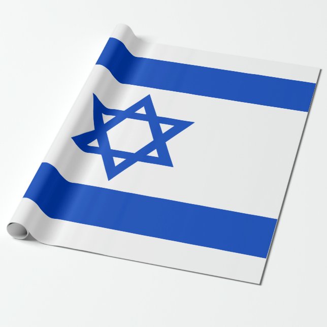 Papel De Presente Israel bandeira azul Estrela de David (Desenrolado)