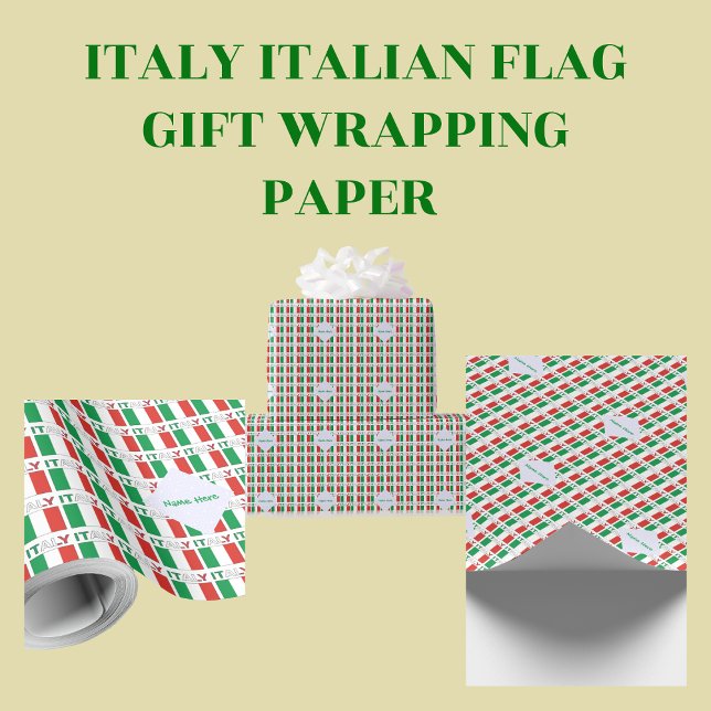 Papel De Presente Itália e Sinalizador Italiano Personalização Verde (Criador carregado)