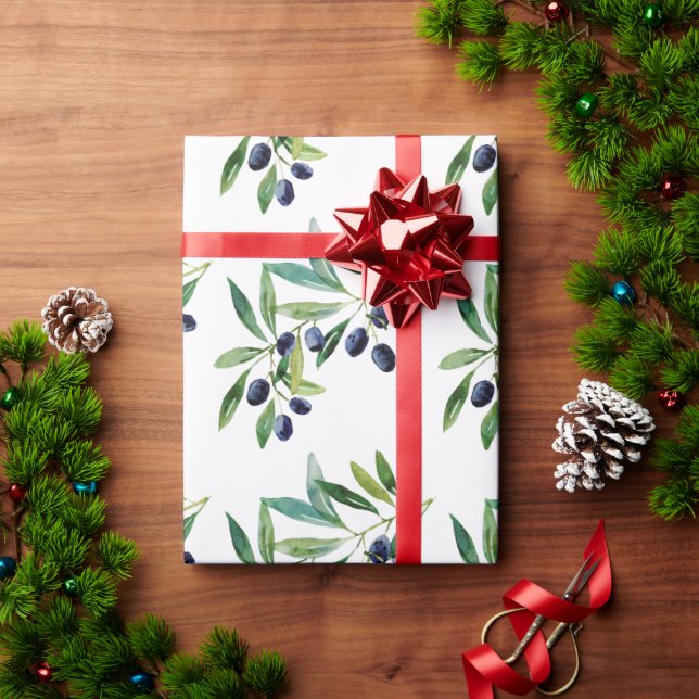 Papel De Presente Italian Olive Branch (Presente de Natal)