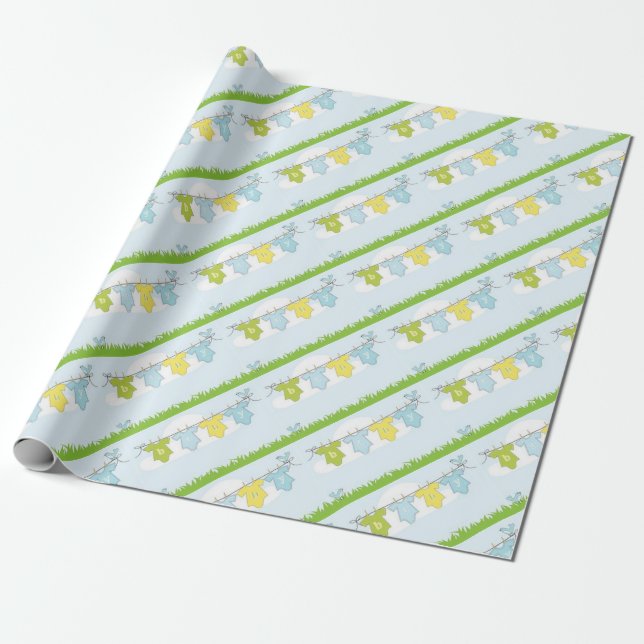 PAPEL DE PRESENTE ITENS PARA FESTA DE CHÁ DE BEBÊ NEUTRO (Desenrolado)