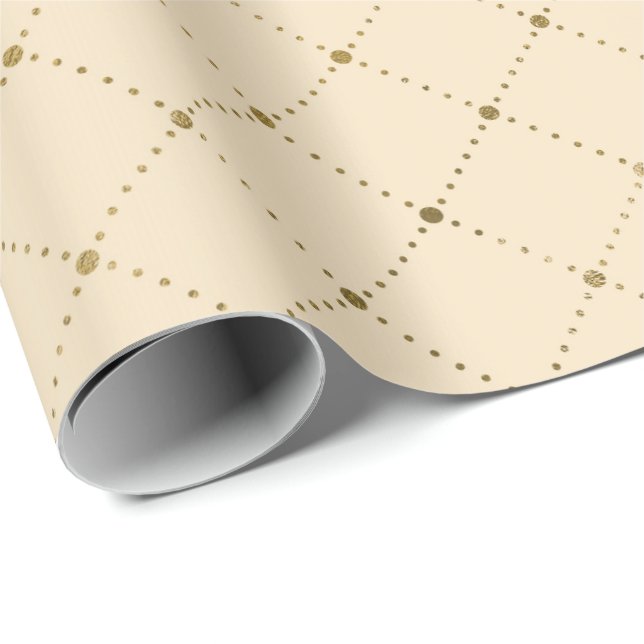 Papel De Presente Ivory Creamy Dourado Crystals Grill Glam (Ponta do rolo)