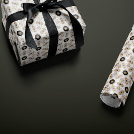 Papel De Presente Ivory Dourada e Reverendo Renascentista Elegante