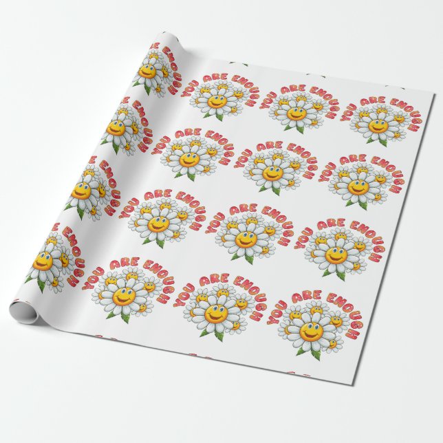 Papel De Presente Já Chega De Rostos De Sorriso De Margarida (Desenrolado)