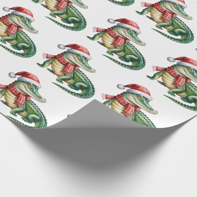 Papel De Presente Jacaré-Crocodilos Elegantes Padrão de Natal  (Ponta)