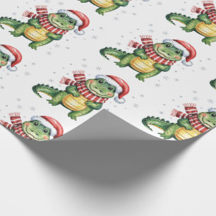 Papel De Presente Jacaré-Crocodilos Elegantes Padrão de Natal