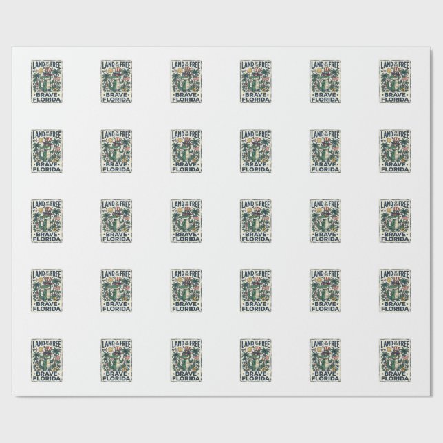 Papel De Presente Jacaré Patriótico da Flórida 4 de Julho (Aberto)