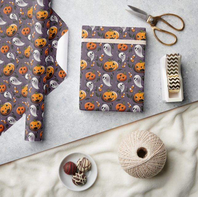 Papel De Presente Jack-o-Ghost Roxo (Artesanato)