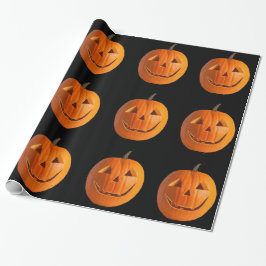 Papel De Presente Jack-O-Lanternas no Papel de Enrolamento Preto