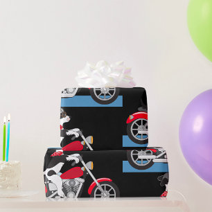 Papel De Presente Jack Russell Terrier Biker Dog em Moto Vermelha