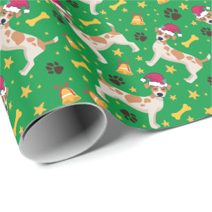 Papel De Presente Jack Russell Terrier com Natal