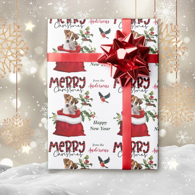 Papel De Presente Jack Russell Terrier Puppy no Natal Gift Bag (Criador carregado)
