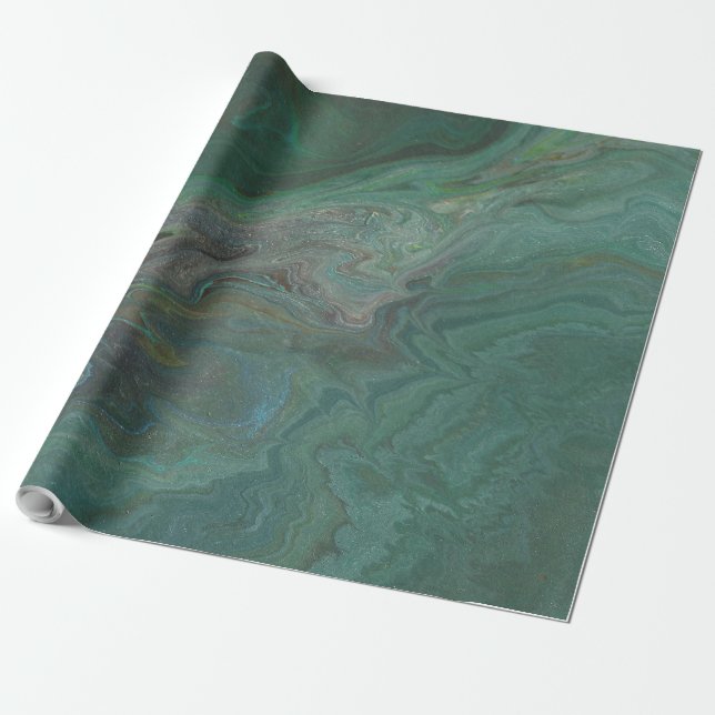 Papel De Presente Jade 2 Verde Escuro Abstrato (Desenrolado)