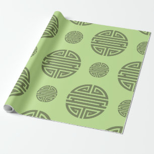 Papel De Presente Jade Green Chinese Shou Longevity Character