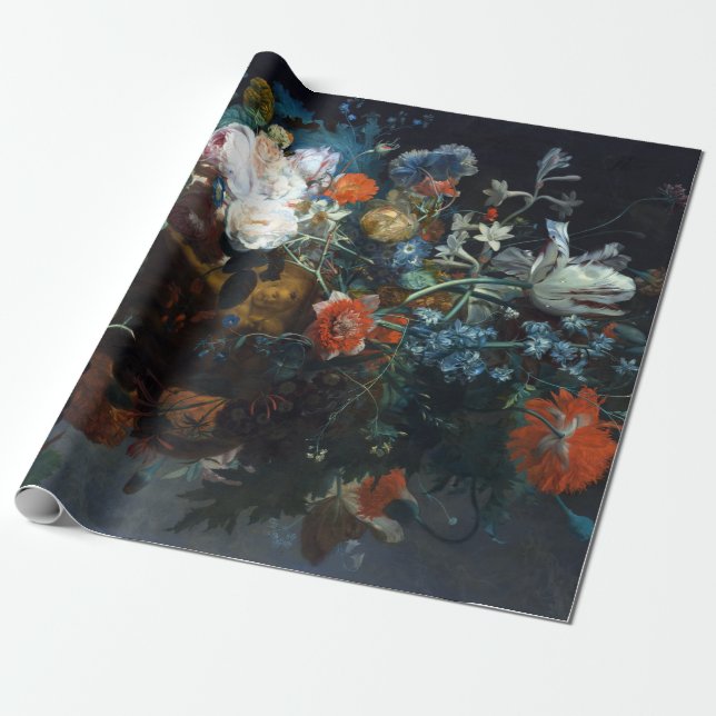 Papel De Presente Jan van Huysum "Vida Estável com Flores e Frutas" (Desenrolado)